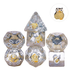 7-piece polyhedral set designed for smooth rolling and tabletop storytelling.