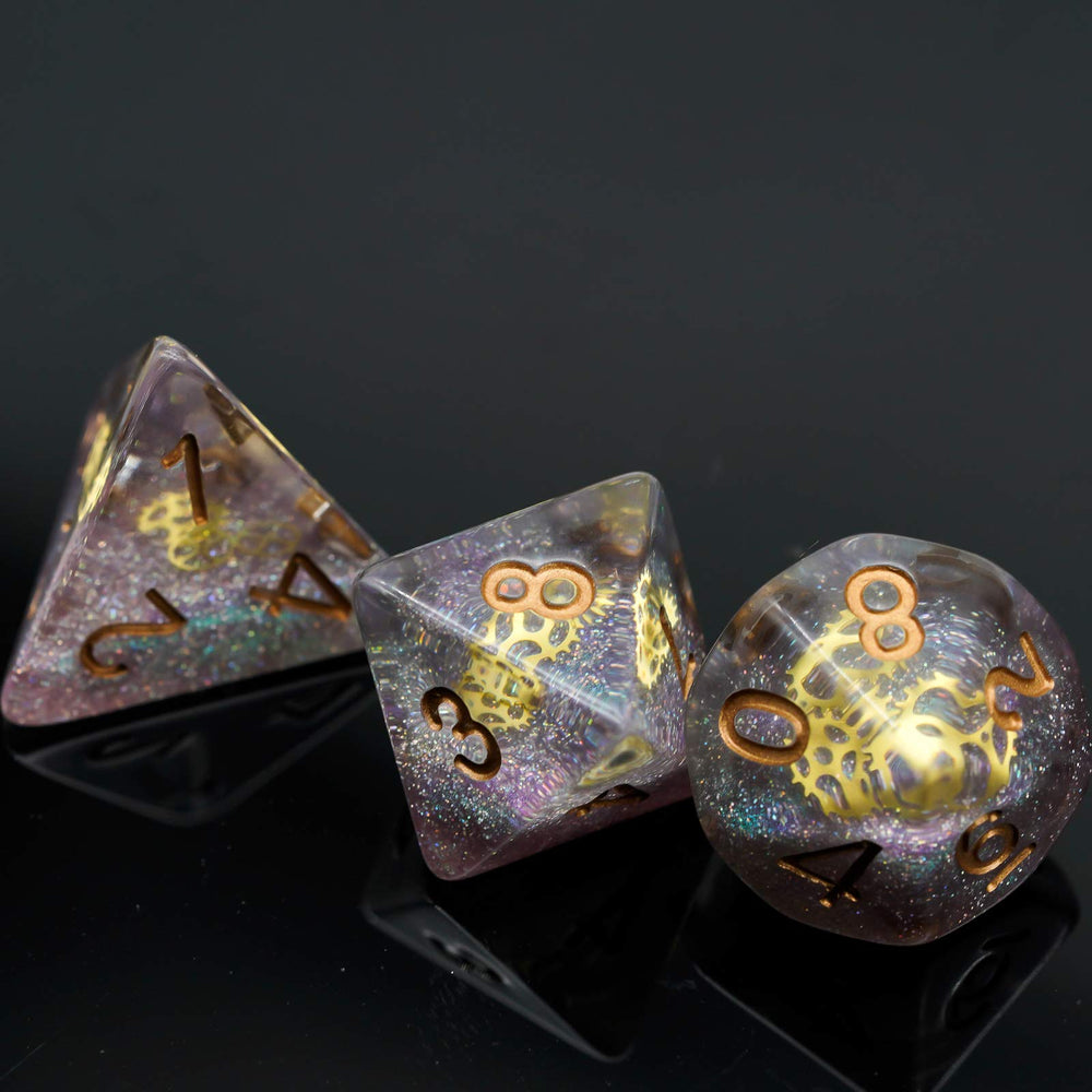 Cusdie DND dice table-top-scene gear detail at the gaming table