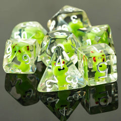 Cusdie complete-seven-dice-set ready for D&D battles.