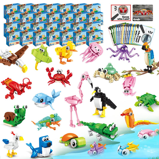 Custoduy animal blocks collection box with colorful minis, ideal for classroom prizes.