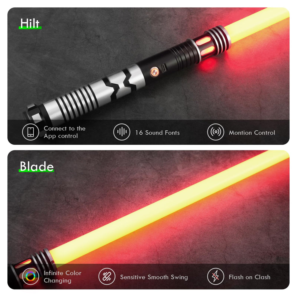 CUSTOM SABER Aluminium black metal hilt feels solid and balanced