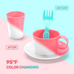 CUTE STONE interactive play dishes with bright colors enhance imaginative cooking scenarios