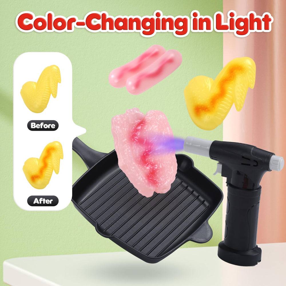 CUTE STONE BBQ grill toy with cool mist spray enhances sensory fun.