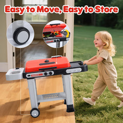 CUTE STONE grill toy stores accessories inside for tidy cleanup.