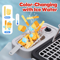 CUTE STONE BBQ grill toy emits sizzling sounds for realistic play.
