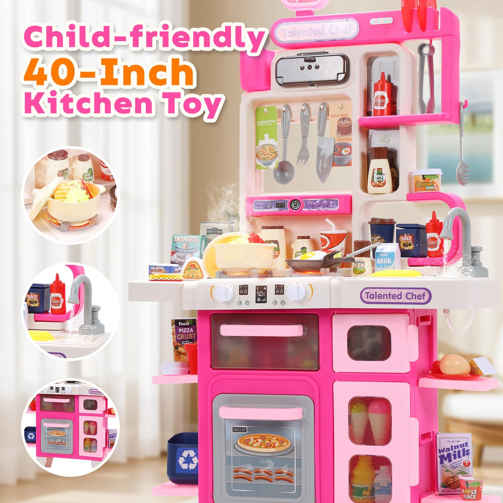Cute Stone Kids Kitchen Playset durable eco-friendly plastic for safe play.