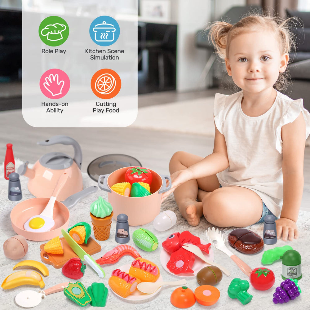 Cute Stone toy food set features pretend meals for safe, hands-on cooking role play.