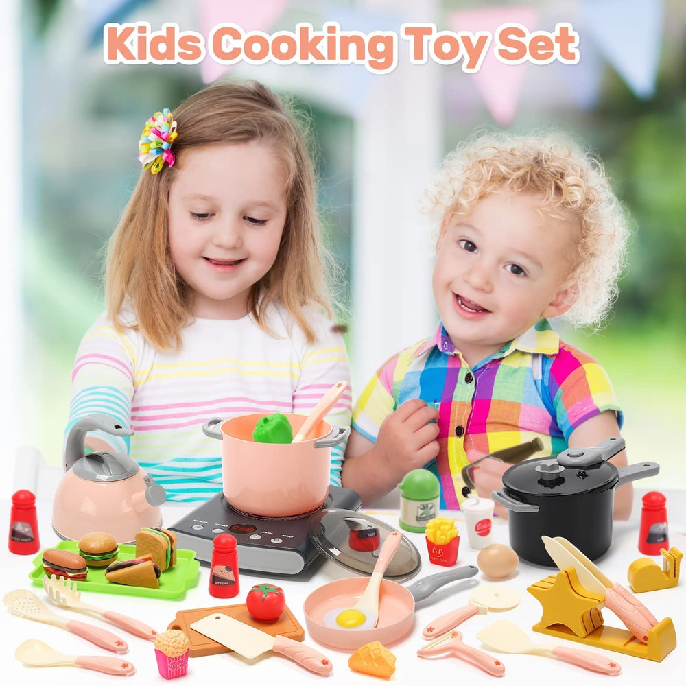CUTE STONE toy pots and pans set for realistic pretend meals.