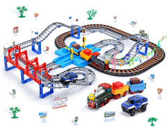 Cute Stone train set tracks and bridge for imaginative play