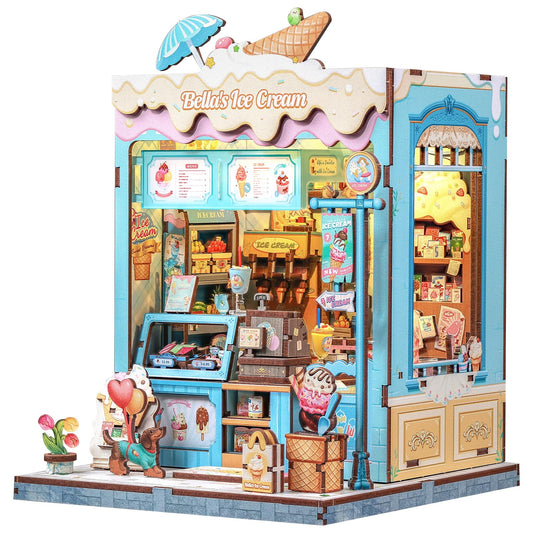 CUTEBEE Bella Ice Cream Book Nook front view, decorative shelf display.