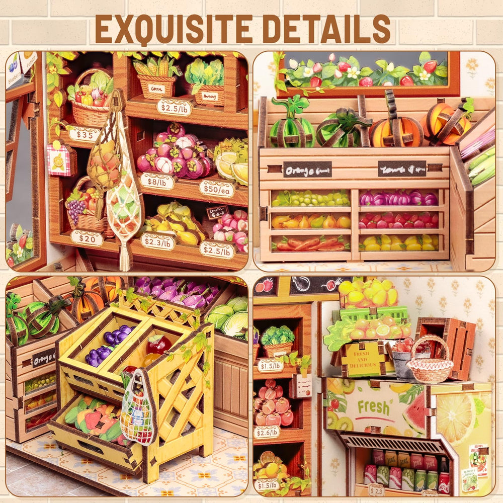 CUTEBEE Book Nook Greens Grocery desk display adds tasteful decor