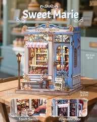 Cutebee Book Nook Sweet Marie honey cookies and rainbow candies on display.