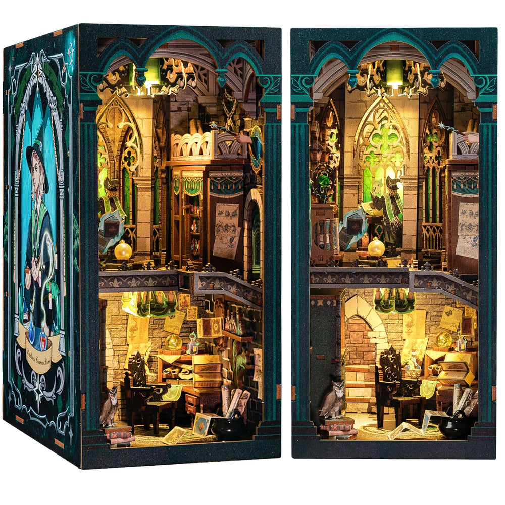 CUTEBEE Book Nook Kit in darkness common room ready for cozy shelf display
