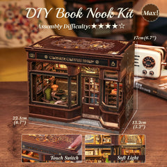CUTEBEE Book Nook Kit desk glow when lit for ambiance.