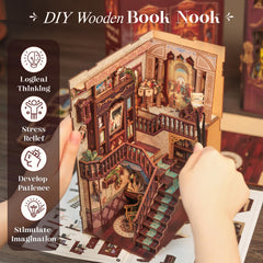 CUTEBEE Book Nook Kit detailed wooden parts spark mindful crafting.