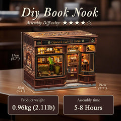 CUTEBEE Book Nook Kit LED detail adding warm ambiance to any shelf.
