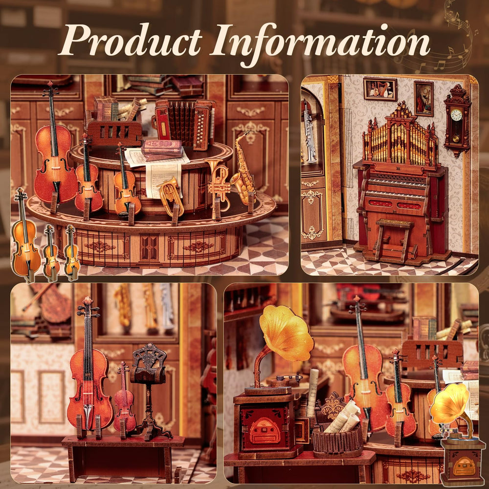 CUTEBEE Book Nook Kit lit scene conveys cozy night-time ambience.