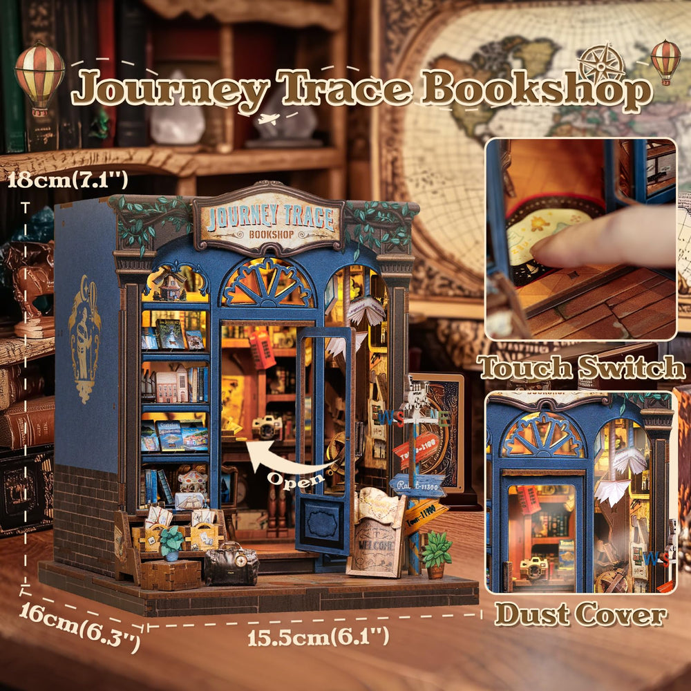 CUTEBEE Book Nook Kit miniature house interior glows, elevating desk ambiance