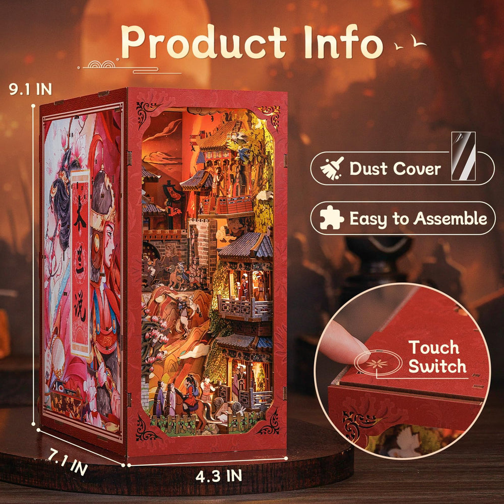 CUTEBEE Book Nook Kit side view showcases compact decorative display
