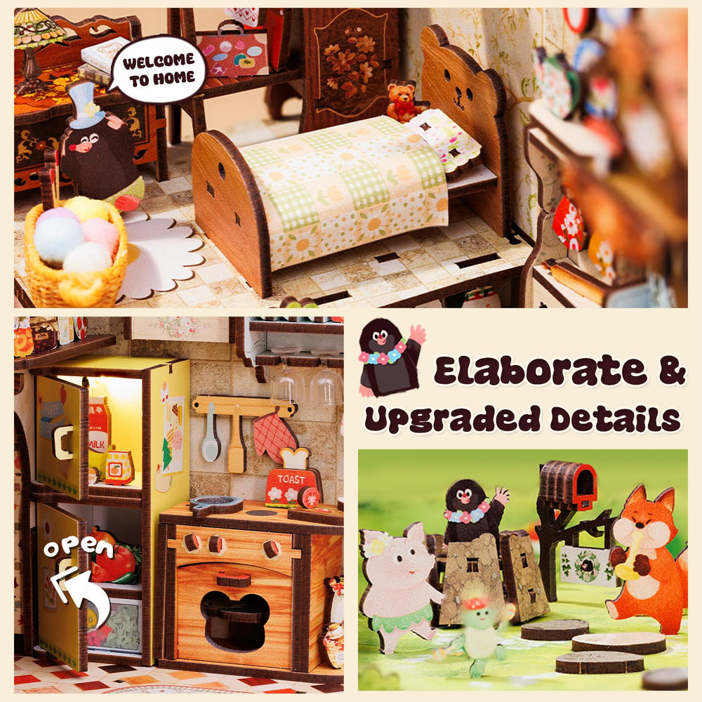 CUTEBEE Book Nook Kit unboxing parts laid out for easy start