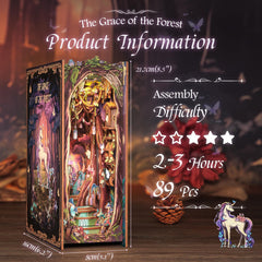 CUTEBEE Book Nook Kit unicorn detail glows softly, inspiring focus and wonder.