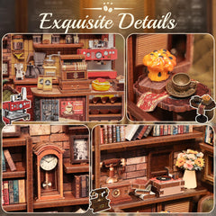 CUTEBEE Book Nook Kit wall art details create nostalgic vibe.