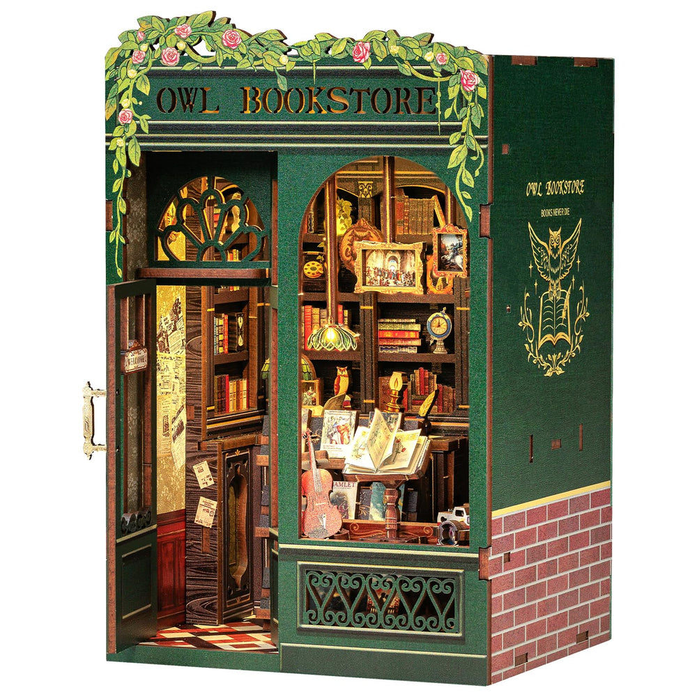 CUTEBEE Book Nook Owl Storefront front view for elegant desk display.