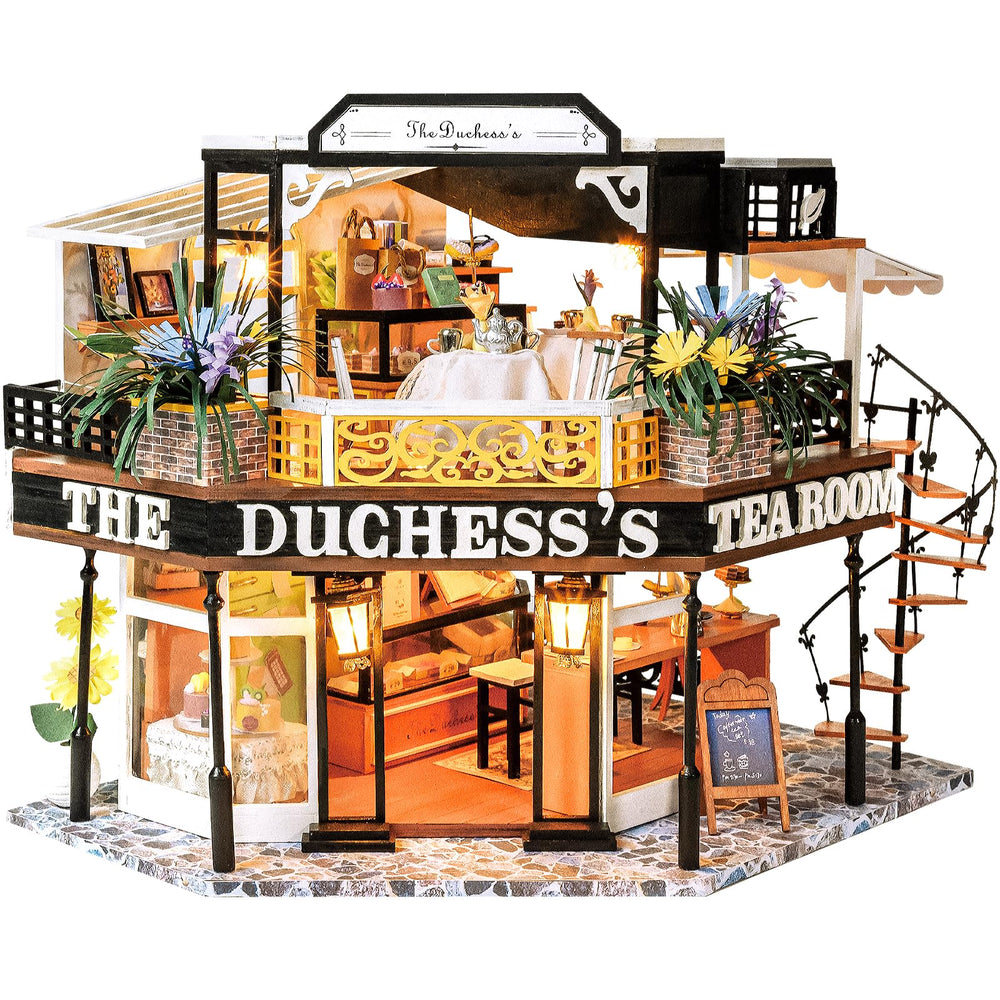 CUTEBEE Duchess Tea Room dollhouse front view for elegant display and collectible decor.