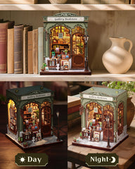 CUTEBEE LED lighting adds a warm glow to the finished booknook
