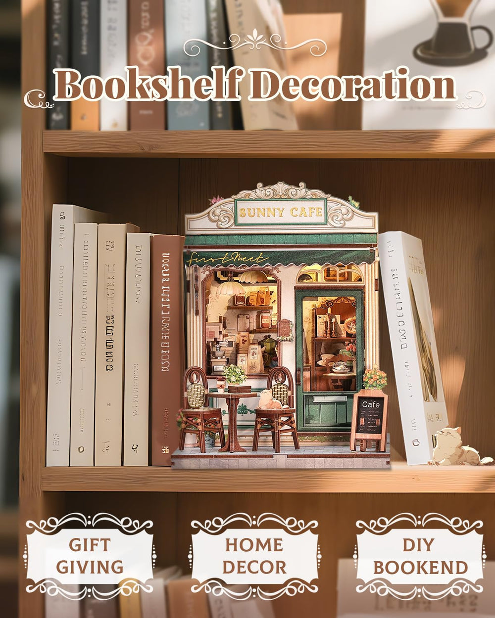 CUTEBEE Sunny Cafe LED light on display adds warm ambience to the nook.