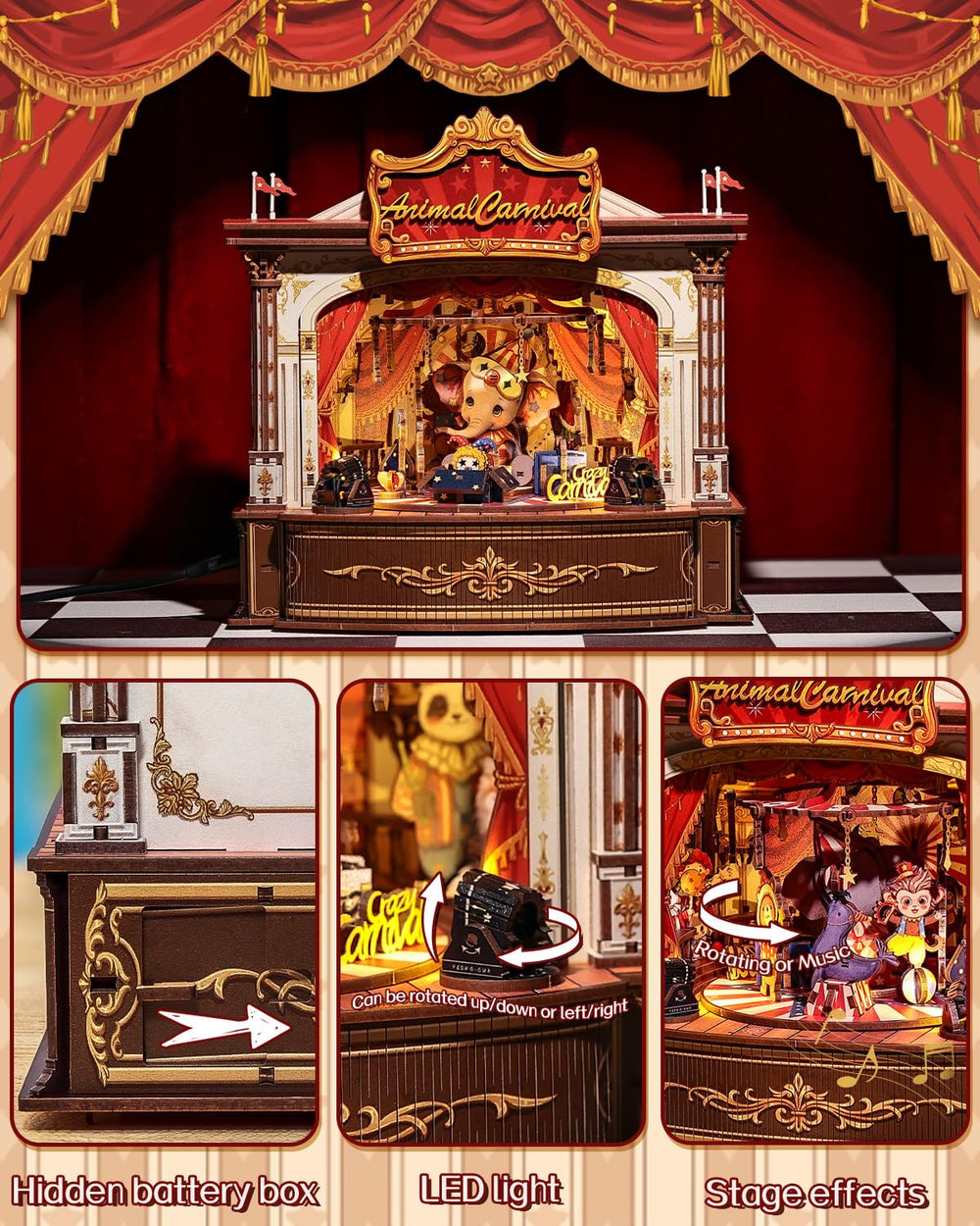 CUTEBEE Wooden Music Box Kit with LEDs creates ambient mood lighting
