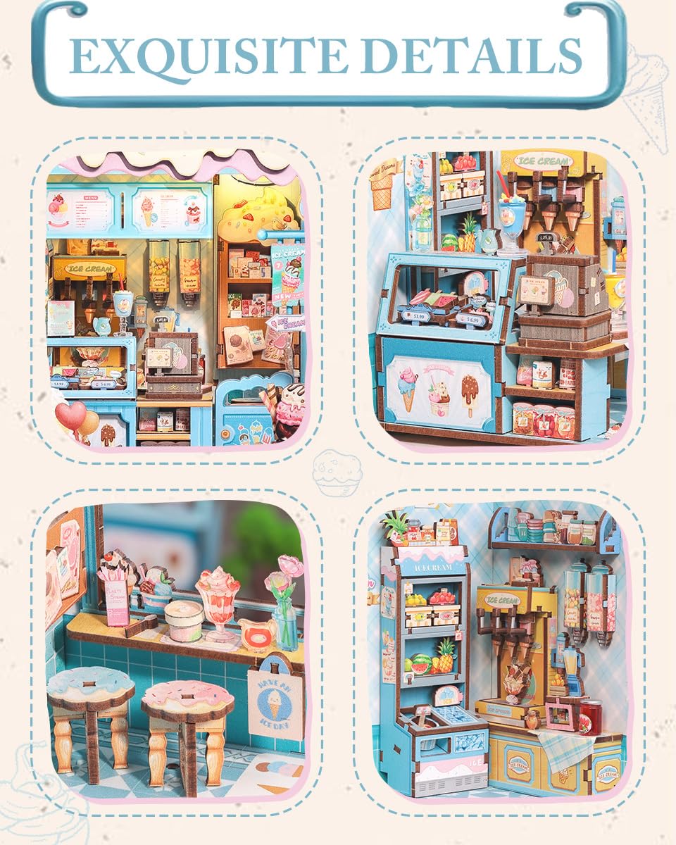 Cutefun Bella's Ice Cream Book Nook Kit gift-ready packaging suggests a charming present.