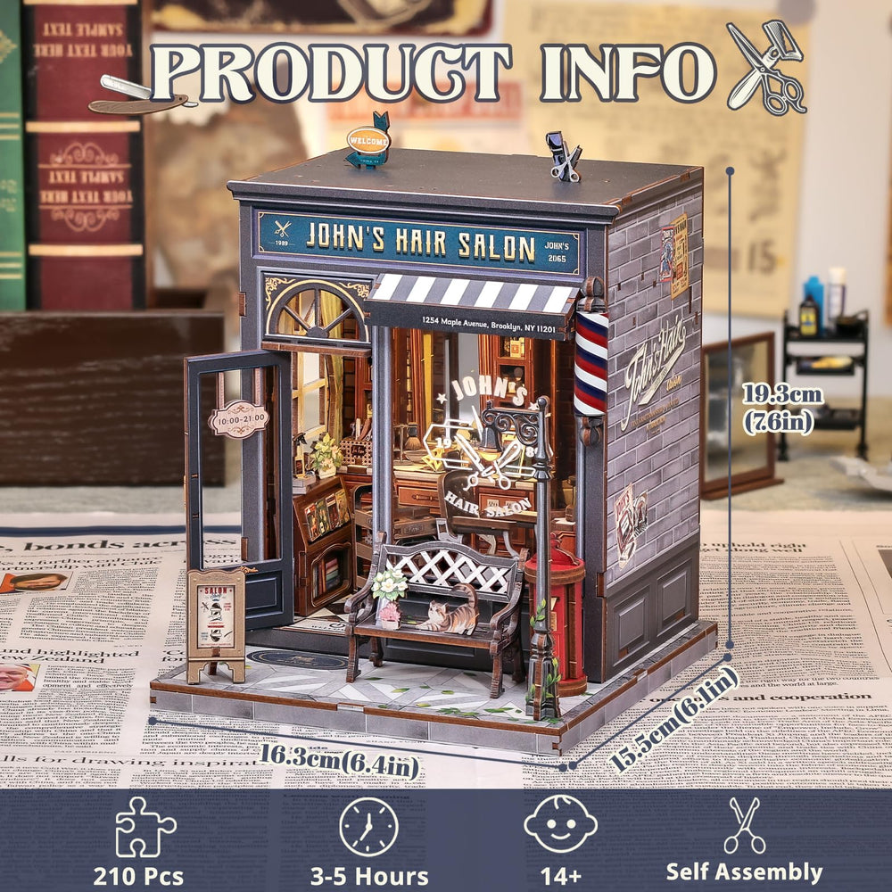 Cutefun Book Nook interior detail shows authentic retro barber shop vibes.