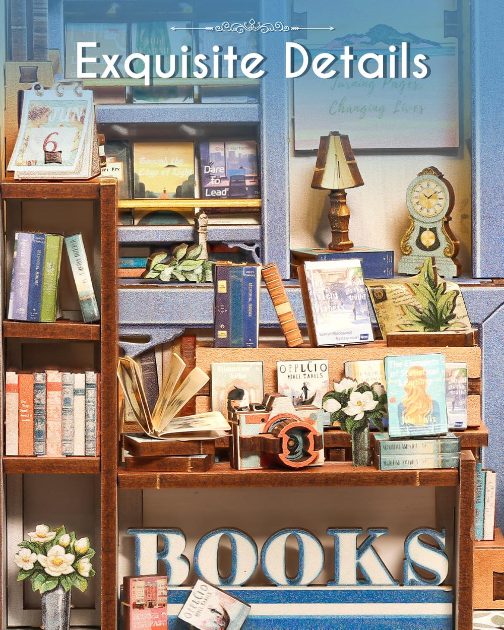 Cutefun Book Nook Kit battery box and wiring ensure a clean, compact display
