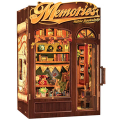 Cutefun Book Nook Kit front view enhances bookshelf decor with a warm, inviting scene
