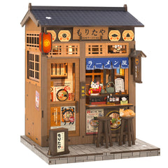 Cutefun Book Nook Kit Morita Ya ramen shop scene with LED illumination for shelf charm
