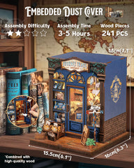 Cutefun Book Nook travel books and souvenirs showcase cozy storytelling on a shelf.