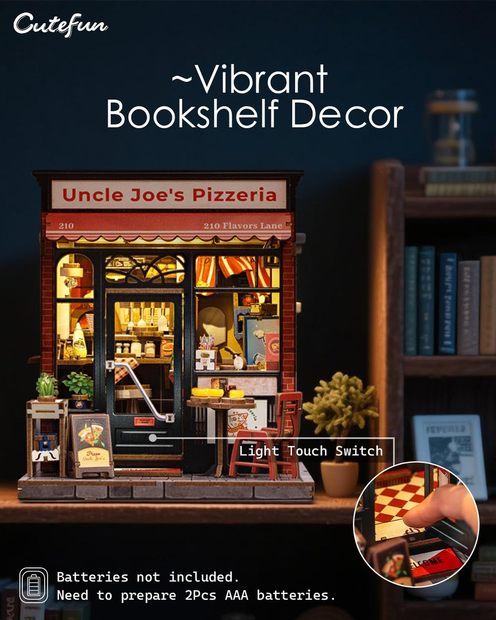 Cutefun book nook wooden pieces arranged for a precise build.