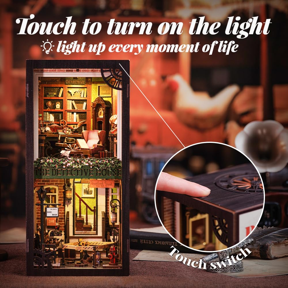 Cutefun dust-cover book nook protects miniature model during display