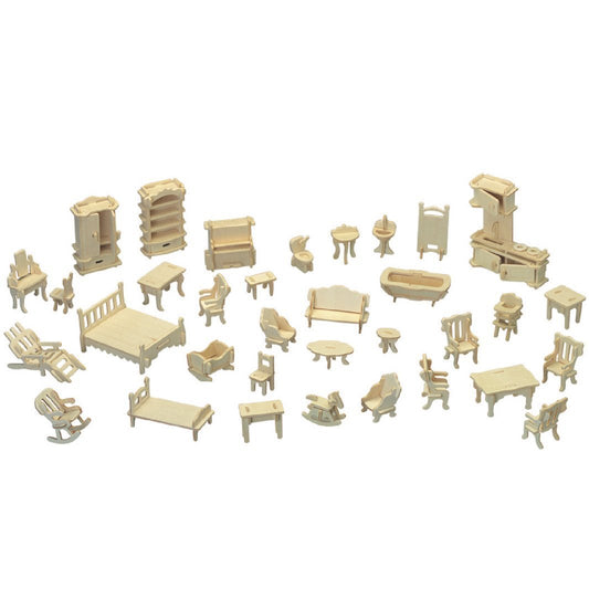 CUTEROOM Dollhouse bed in natural wood for cozy pretend play and room dΓ©cor.