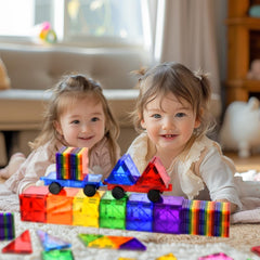 CuteTiger magnetic tiles stem play setup encouraging exploration.