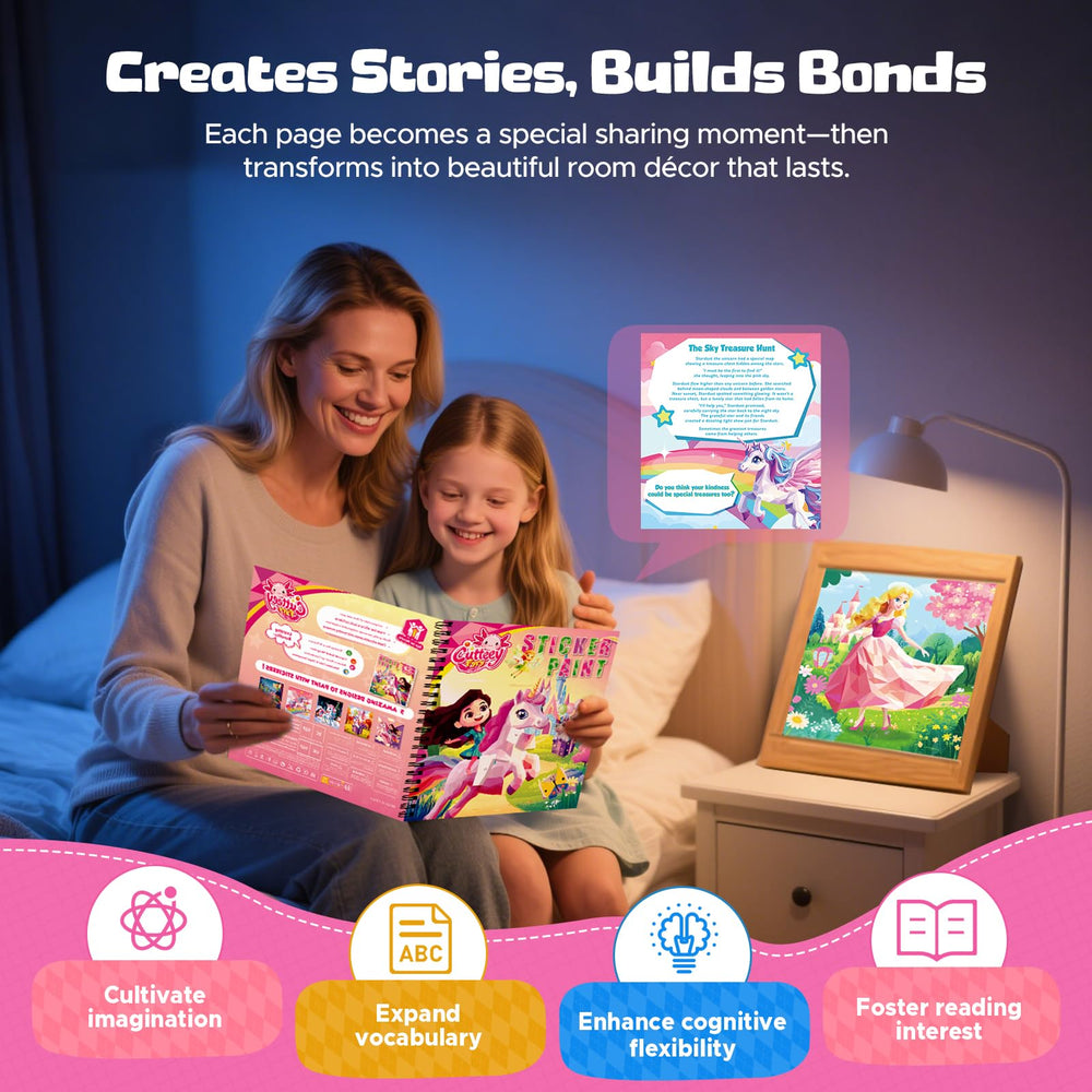 CutteeyFyry kid using stickers on the go, mess-free travel companion for planes and cars.