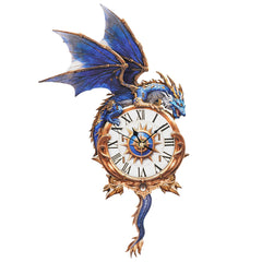 Cutywood blue dragon clock front view for striking desk decor.