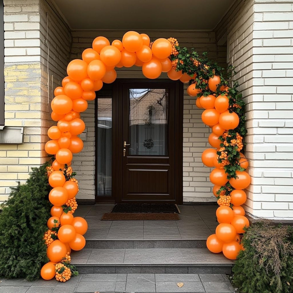 Orange balloon garland idea for CVPARTYON arches