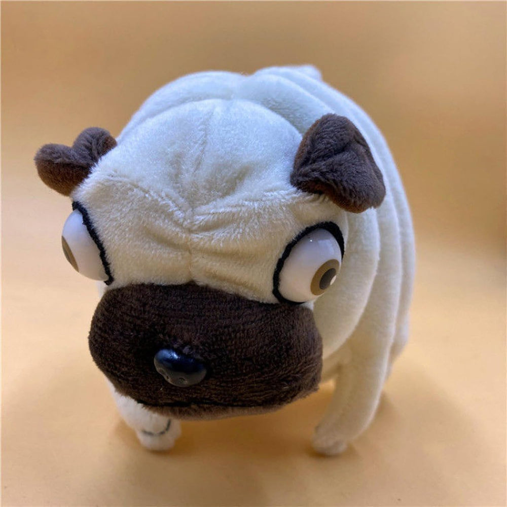 CWZY pug plush toy 16-inch soft fluffy material close-up highlights cozy texture