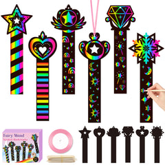 CY2SIDE princess wand scratch bookmarks, 60pc set for imaginative play and crafts.