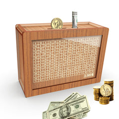 CYANLUX wooden money box with durable finish for kids and adults