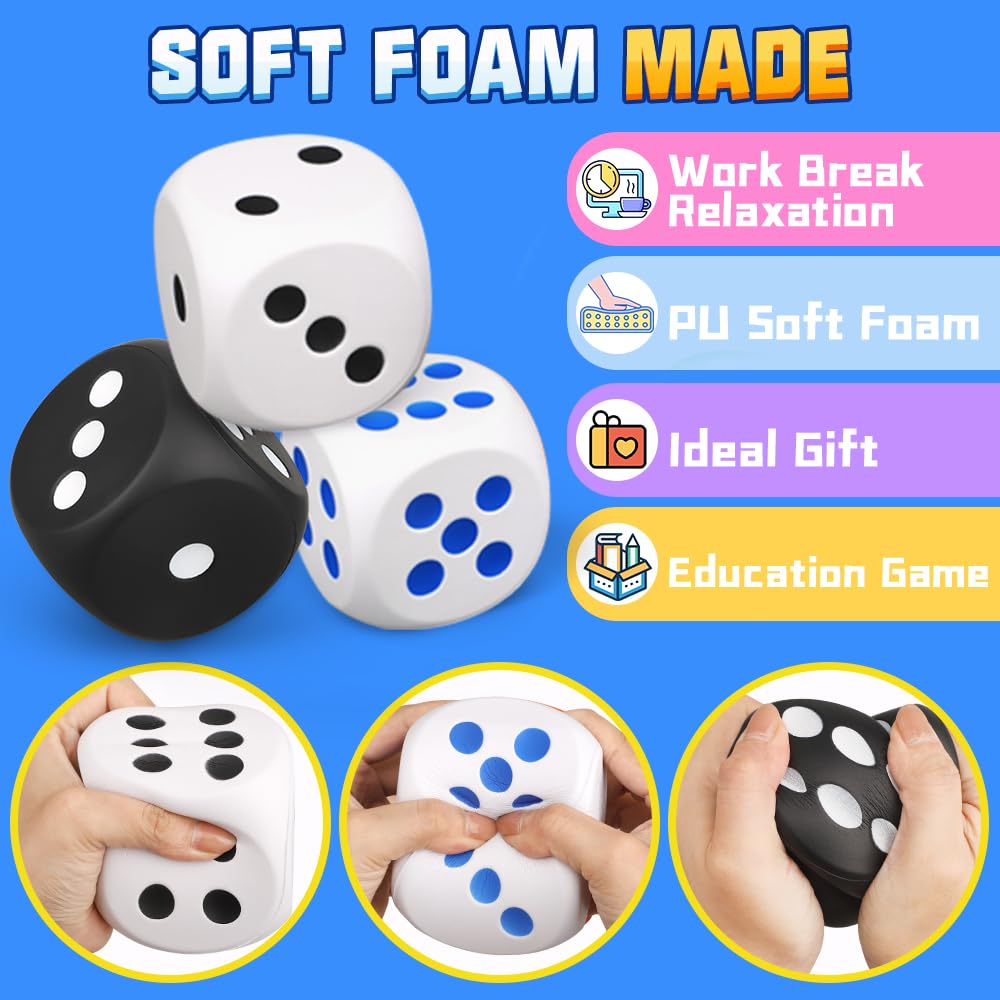 Cybemaga classroom-safe foam dice with large faces for math concepts and learning.