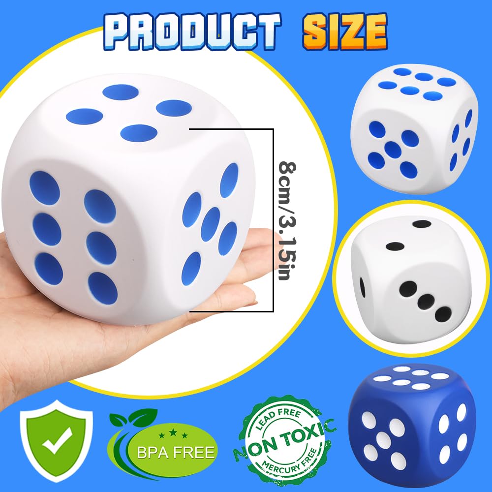 Cybemaga giant foam dice provide easy grip for learning and games.