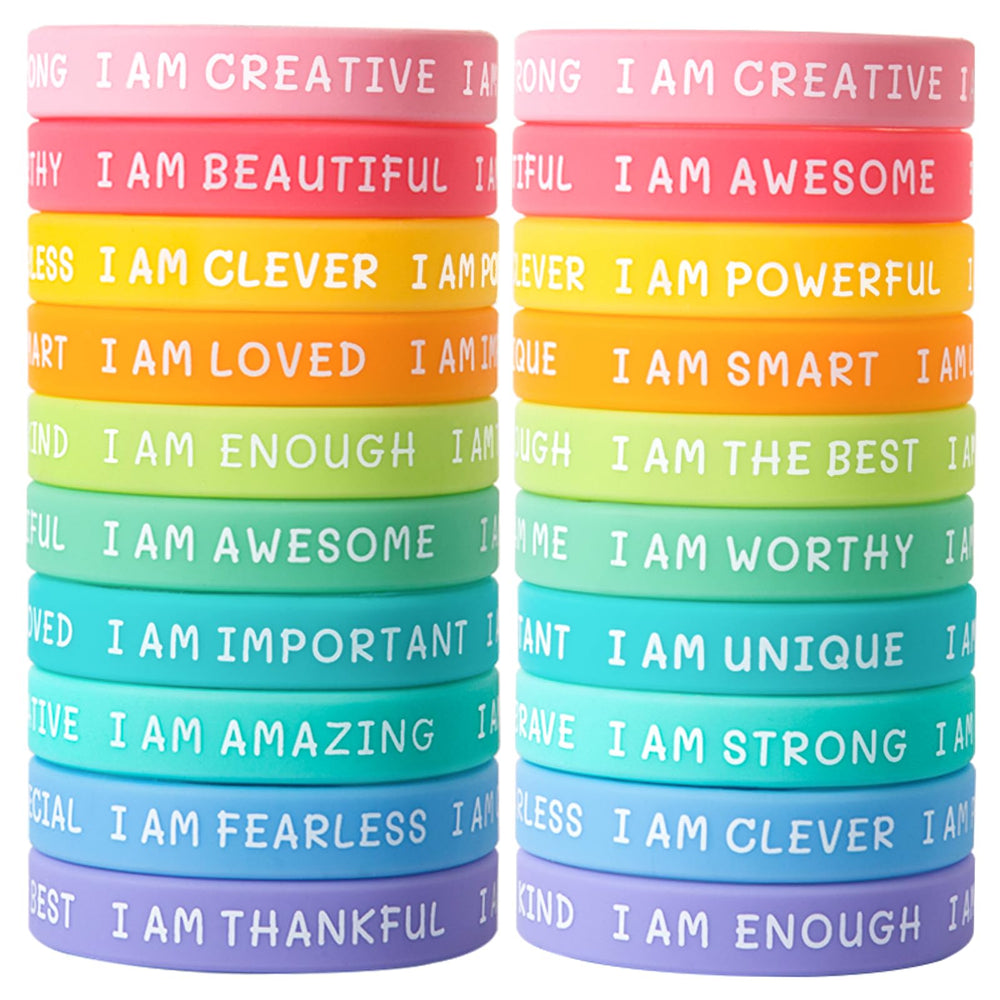 CYCLUSIVE inspirational wristbands in varied colors for daily motivation.